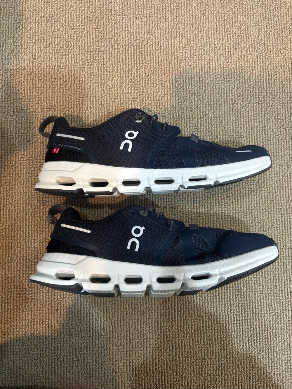 On Running Kids Navy and White Cloud Sneakers
